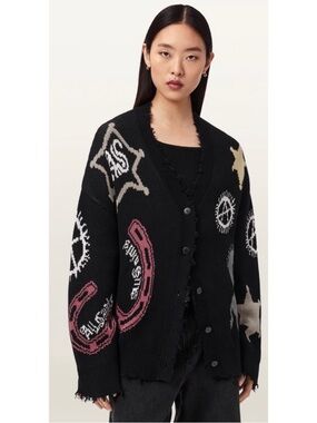 #1743 All Saints Hester Jacquard Cardigan Medium